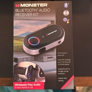 Monster New 7 Piece Bluetooth Auxiliary Audio Receiver Kit with Voice Control